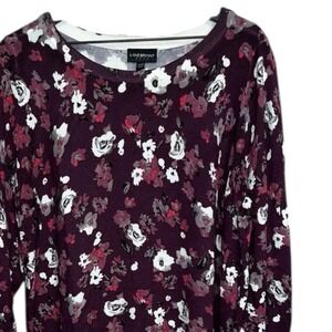 Lane Bryant Burgundy Floral Ruffle Cuff Pullover Sweater Plus Size 18/20